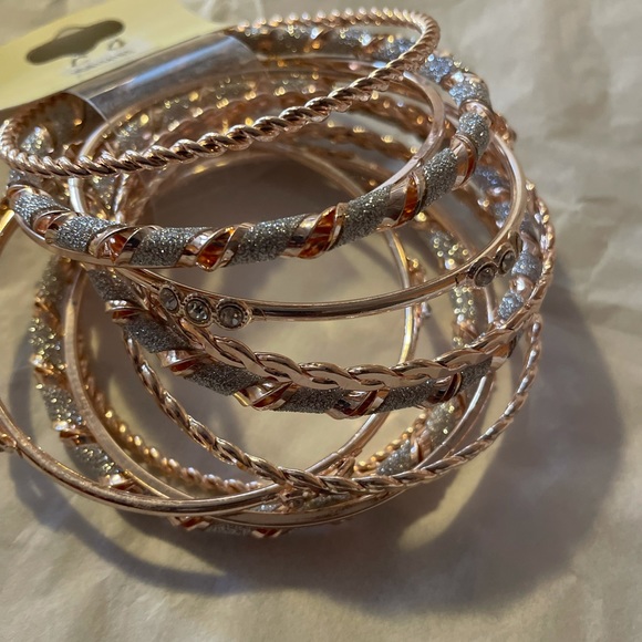 ROSE GOLD MULTI LAYER BANGLE BRACELET - Picture 6 of 7